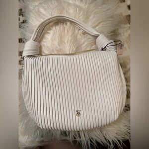 Victoria's Secret White Shoulder Bag with Elegant Pleating